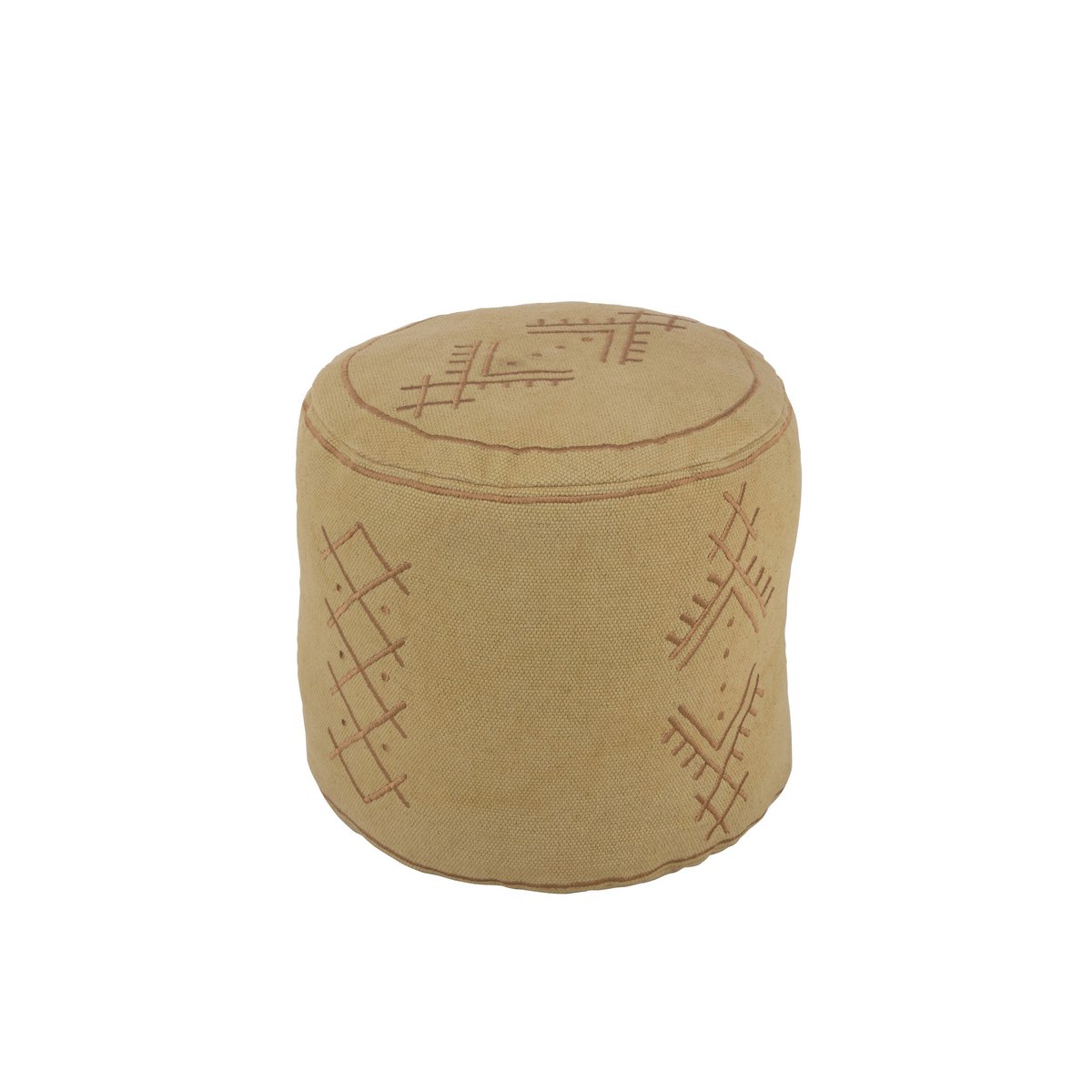 Pouf J-Line Cylindre en coton sable, vue de face