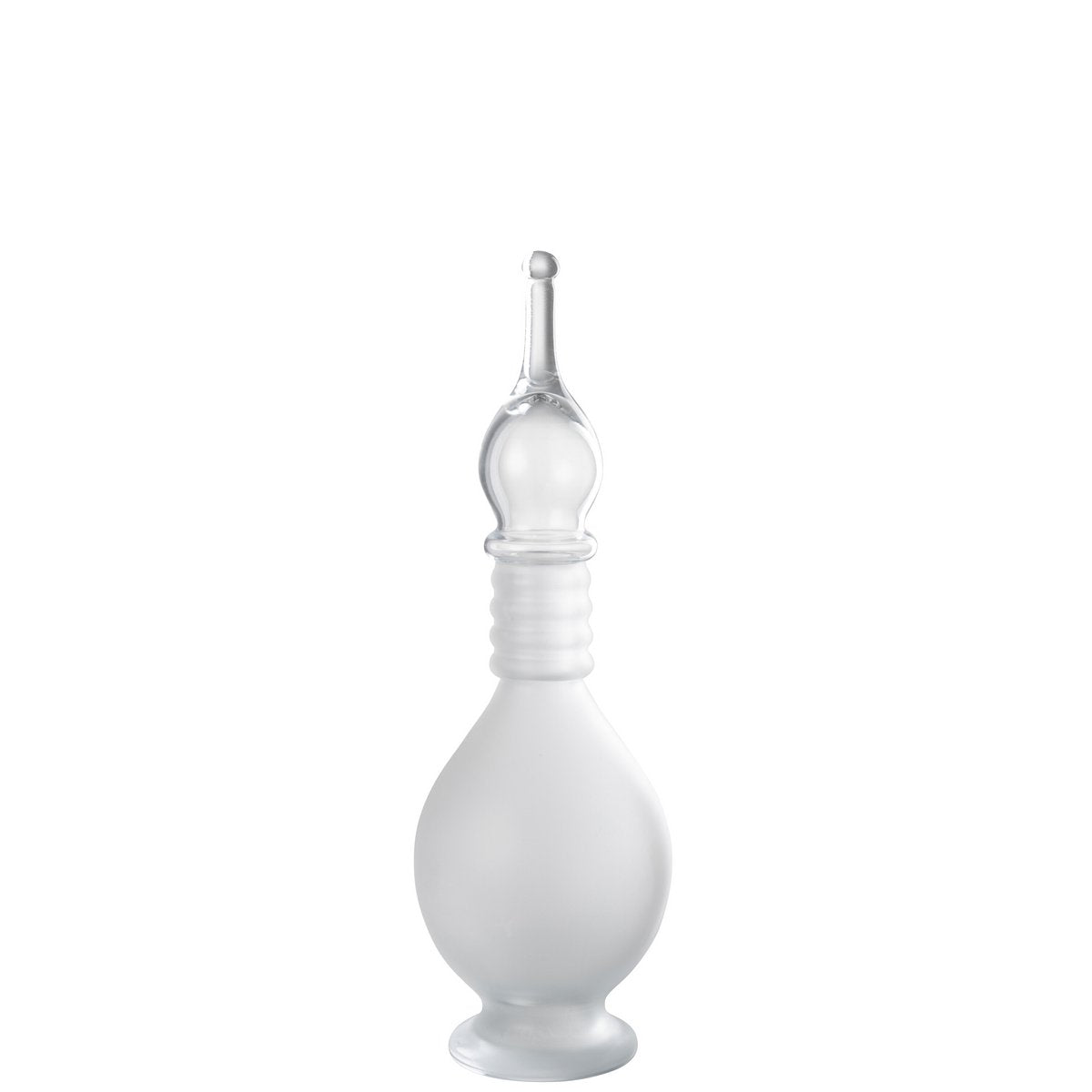Vase Joey en verre transparent, vue de face avec fleurs