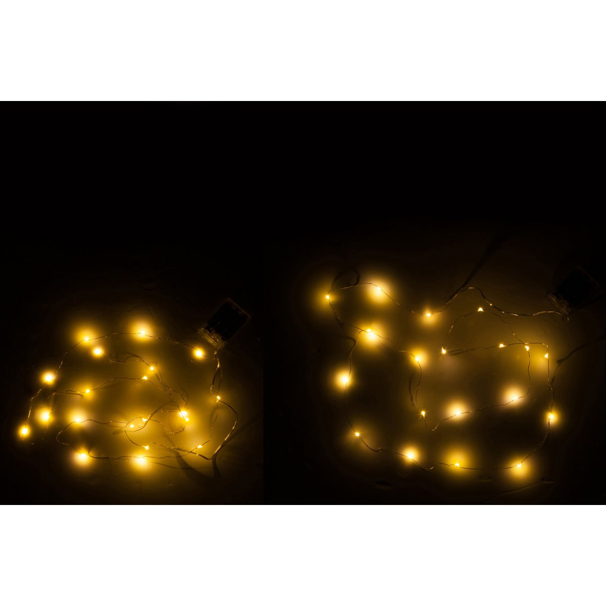 Détail de la guirlande LED J-Line en or et argent