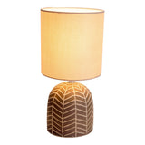 Lampe de table en céramique "folio" marron, lampe de table en céramique en marron, avec version E14, pour salle à manger, salon, couloir ou bureau, 27,50 cm de haut