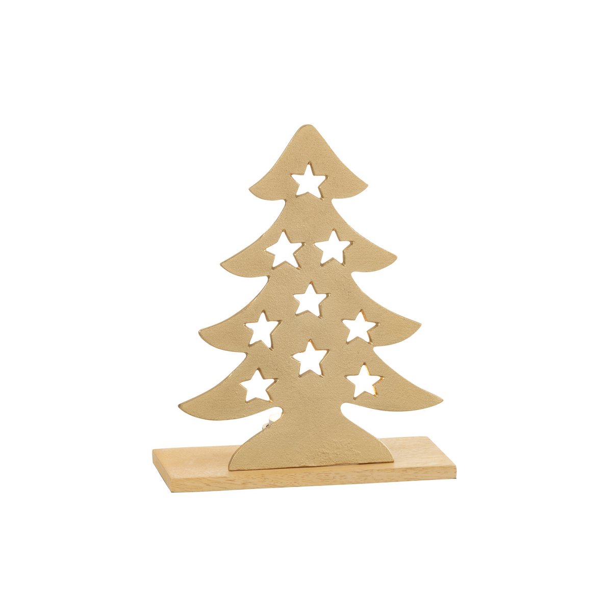 Bougeoir Arbre de Noël J-Line en or et bois, vue avant