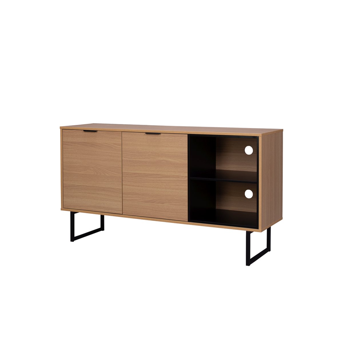 Détail des portes du buffet en bois noir