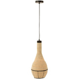 Lampe à suspension J-Line Pear Lines en rotin naturel et noir, vue avant.