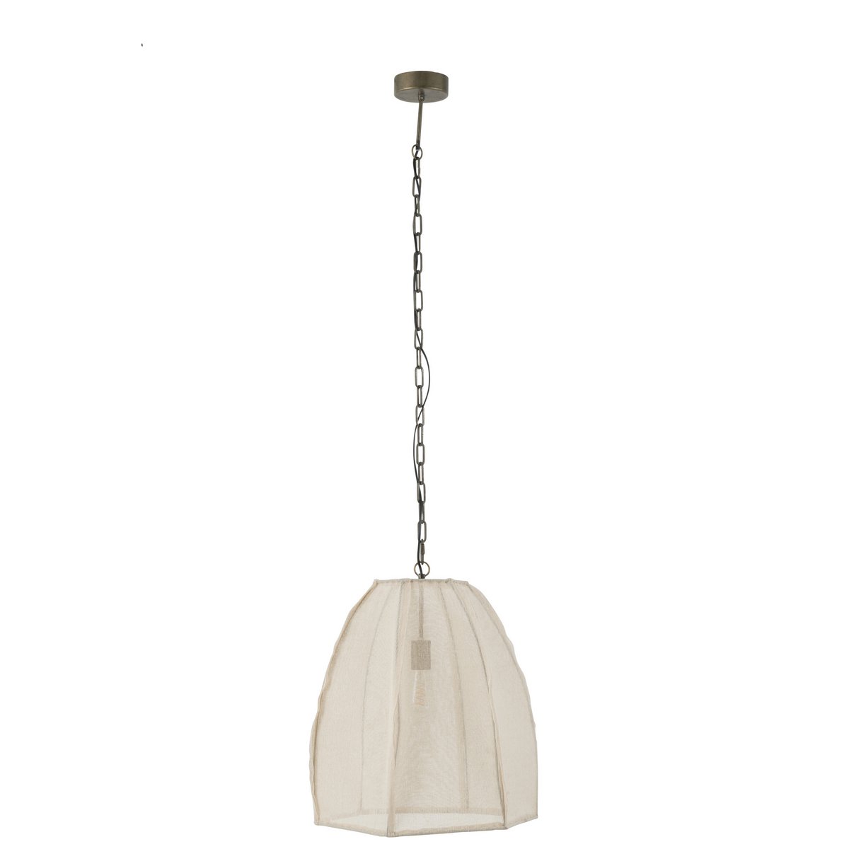 Plafonnier Poire Lin/Fer Blanc Petit - mise en scène décorative