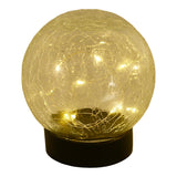 3 Définir la lampe solaire à LED / brochette moulu "Crackle" Ø 12cm, pour l'extérieur, lampe de table et le verre, blanc, avec LED intégrée