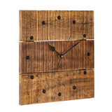 HOLZHR Mur Horloge 30x30cm salon en bois Square en silence en bois de mangue massif