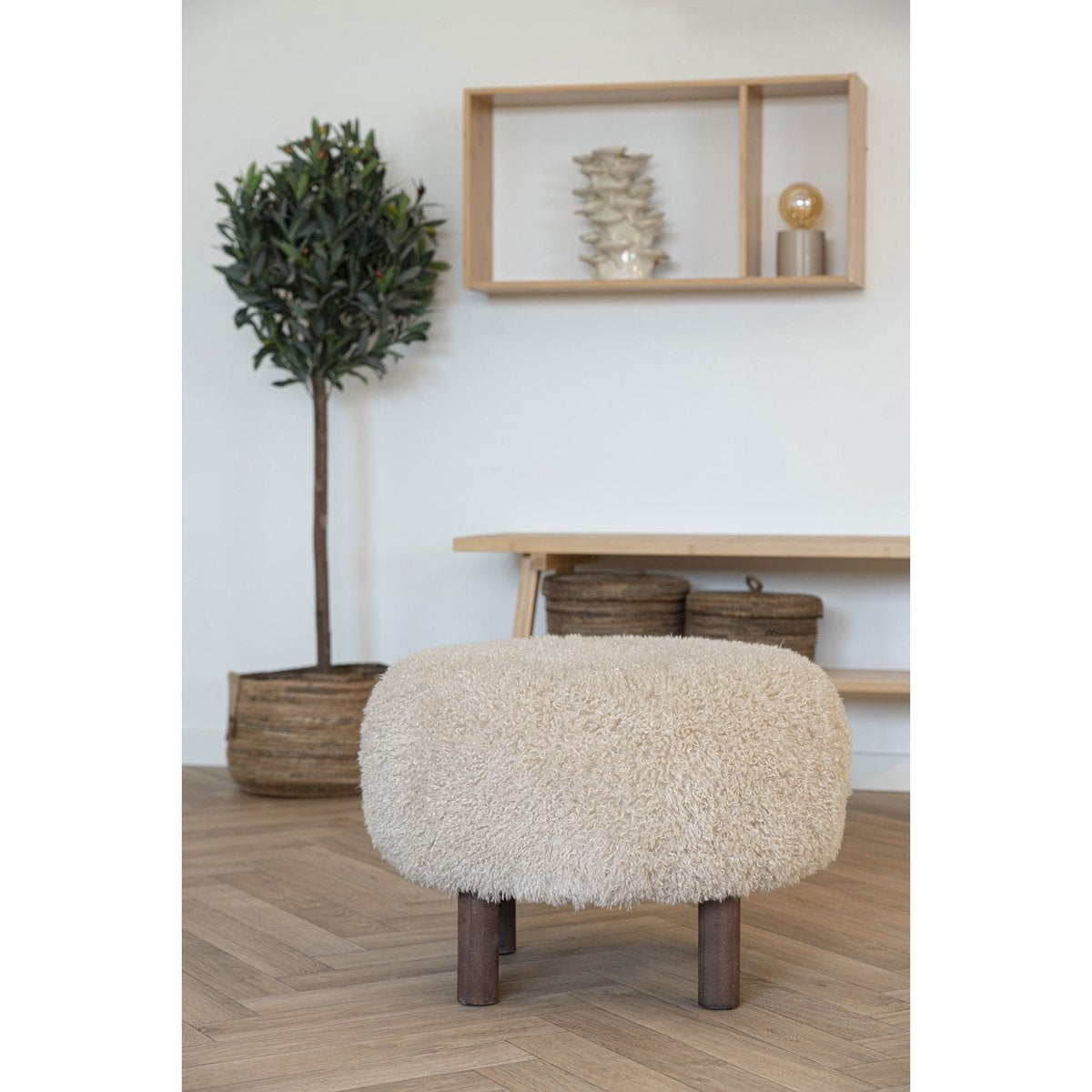 Pouf Inverness, détail du tissu en polyester