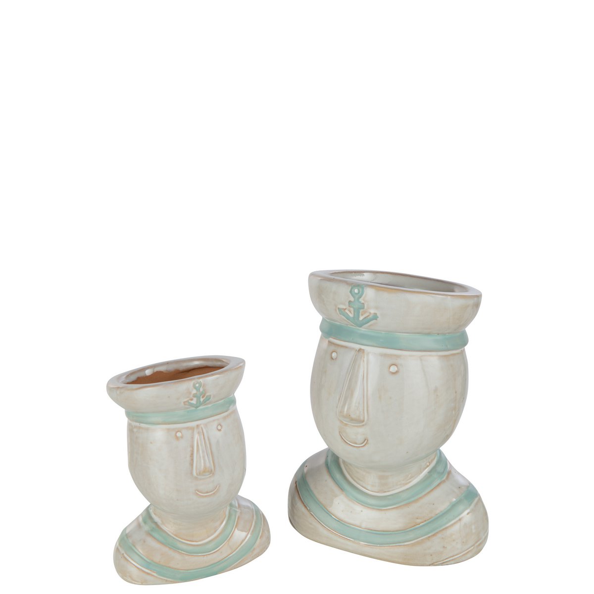 Détail du pot de fleur J-Line Hoofd Zeeman montrant la texture de la porcelaine.