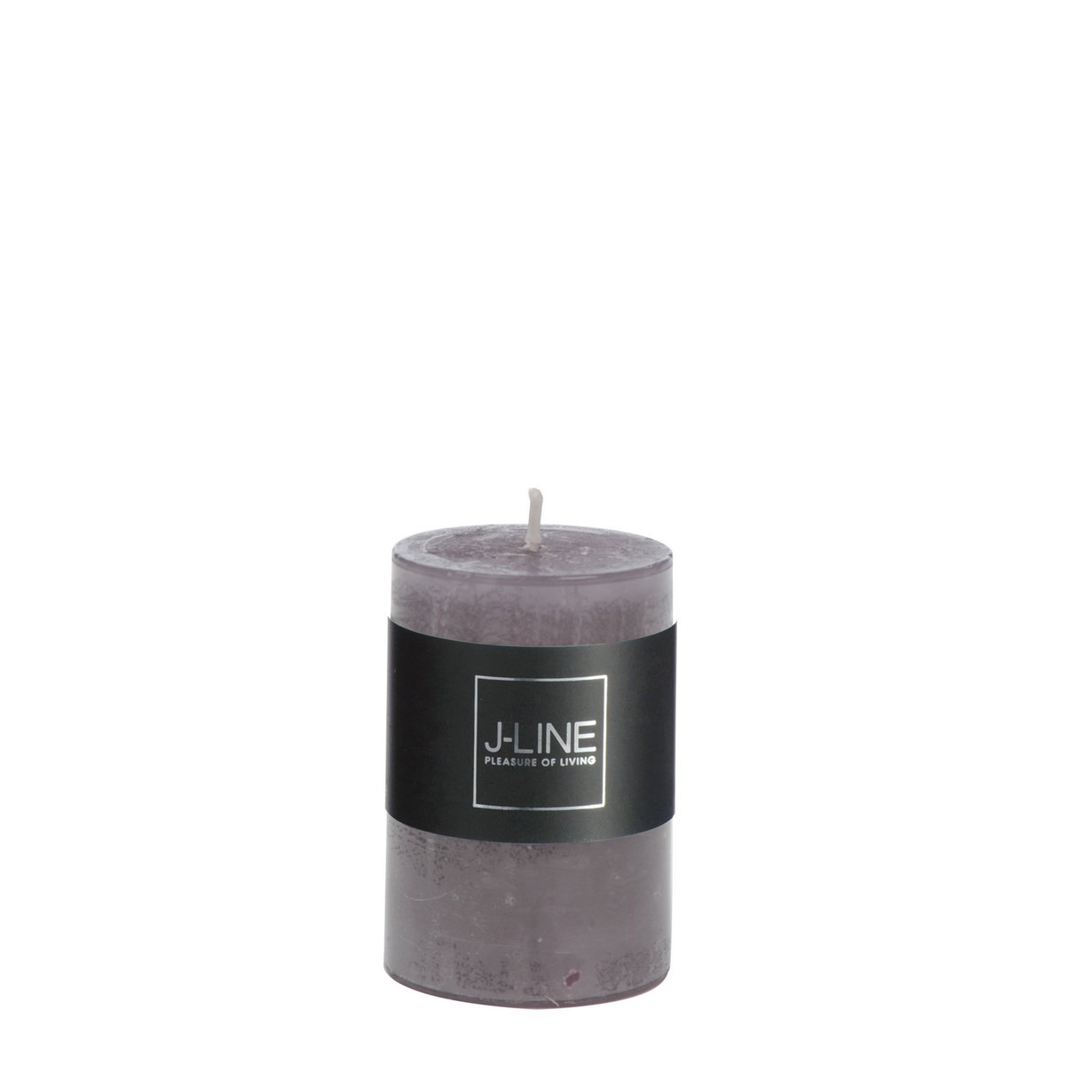Bougie cylindrique J-Line Granite gris posée sur une table moderne