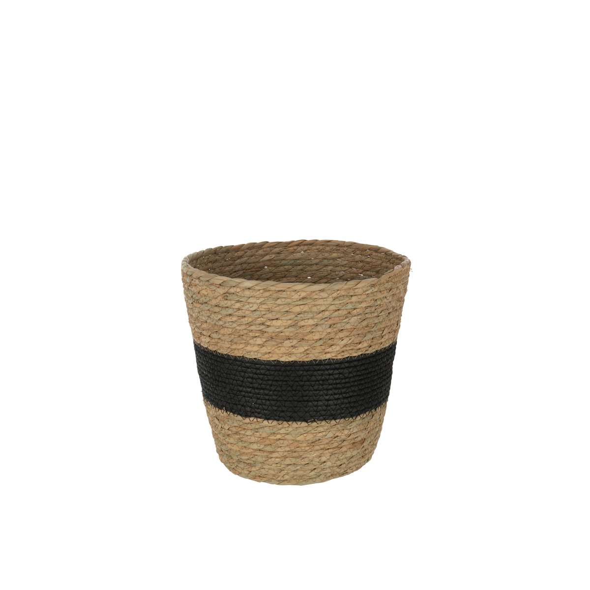Panier Rond J-Line en rotin naturel avec rayure noire, élégant et pratique