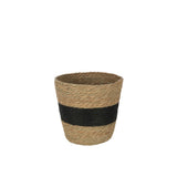 Panier Rond J-Line en rotin naturel avec rayure noire, élégant et pratique