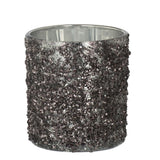 Photophore J-Line Glitter en verre gris - vue de face