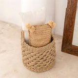 Grand panier à linge panier de rangement rond panier décoratif tissé en fibres naturelles MASILA (2 tailles)