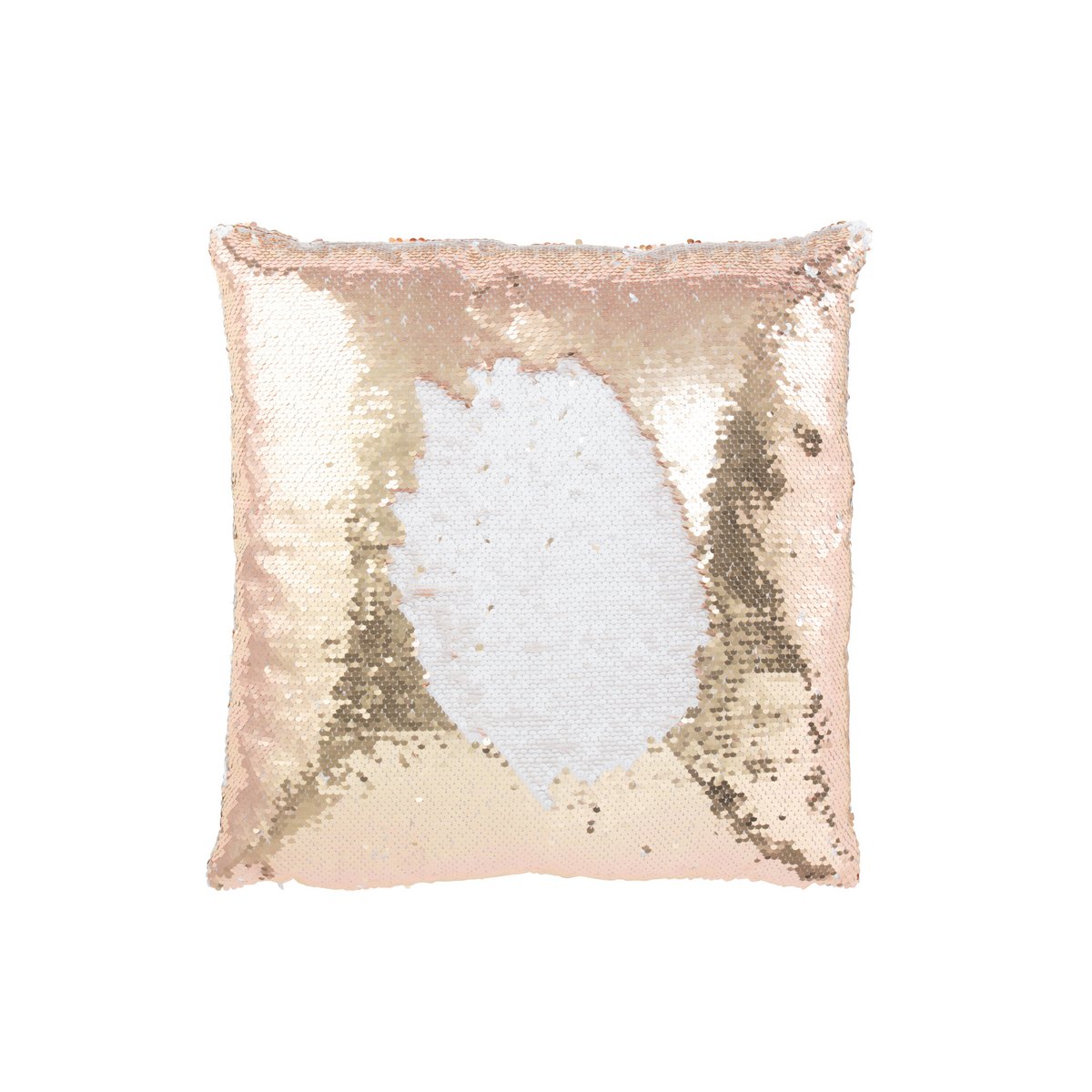 Coussin Réversible J-Line Champagne/Blanc, vue de face avec paillettes