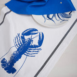 Torchon Homard Bleu mécano Blanc 50 x 70
