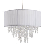 Pendard décoratif "Crystallo", lampe suspendue en métal, matériau transparent en plastique et textile blanc, socket E27, pour salle à manger, salon, couloir ou bureau, 30 cm de diamètre