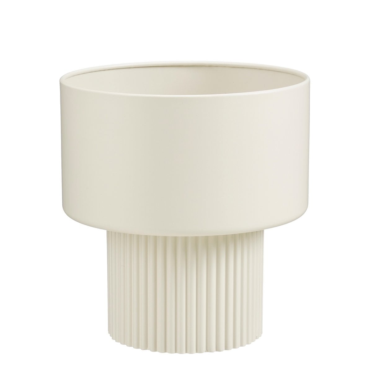 Pot de fleurs Lux en blanc cassé avec structure nervurée, H33 cm