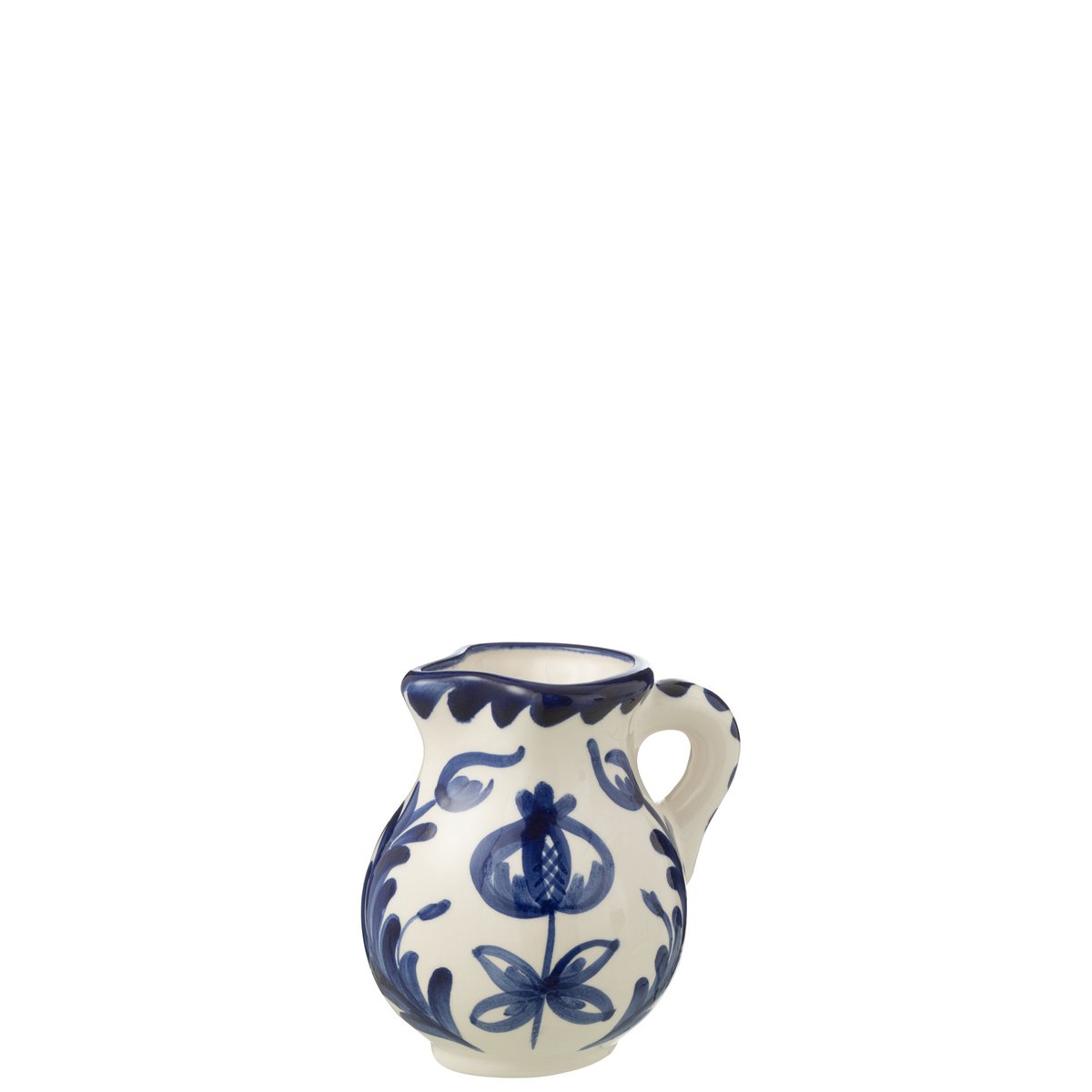 Stock Jar Grenade J-Line en céramique blanche et bleue, vue de face