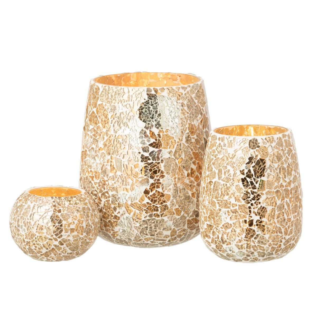 Détail du verre du bougeoir J-Line doré, finition de luxe