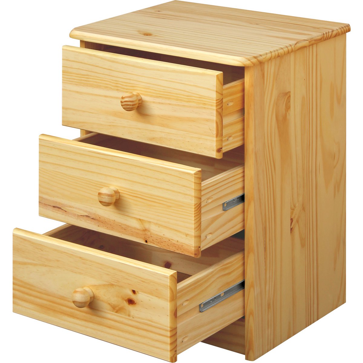 Détail des tiroirs en bois de la commode
