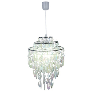 Pendante décorative "Lina" en chrome et perle, lustre moderne en métal et en plastique, avec socket E27, pour salle à manger, salon, couloir ou bureau, 50 cm de haut Ø32 cm