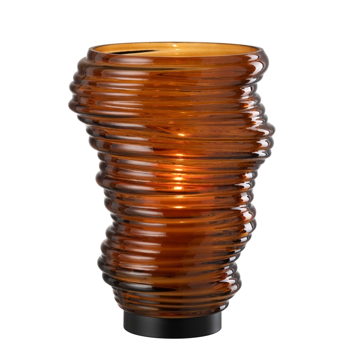 Vase Tornado J-Line en verre marron, vue de face
