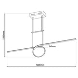 LED en retour la "ligne de boucle" pendentif de 130 cm de long, avec LED intégrée, en métal et en plastique