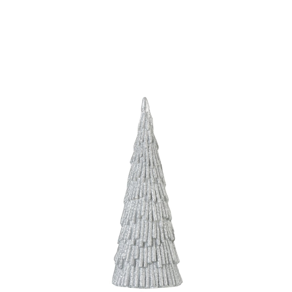 Sapin de Noël en polyrésine argentée de J-Line, élégant et moderne