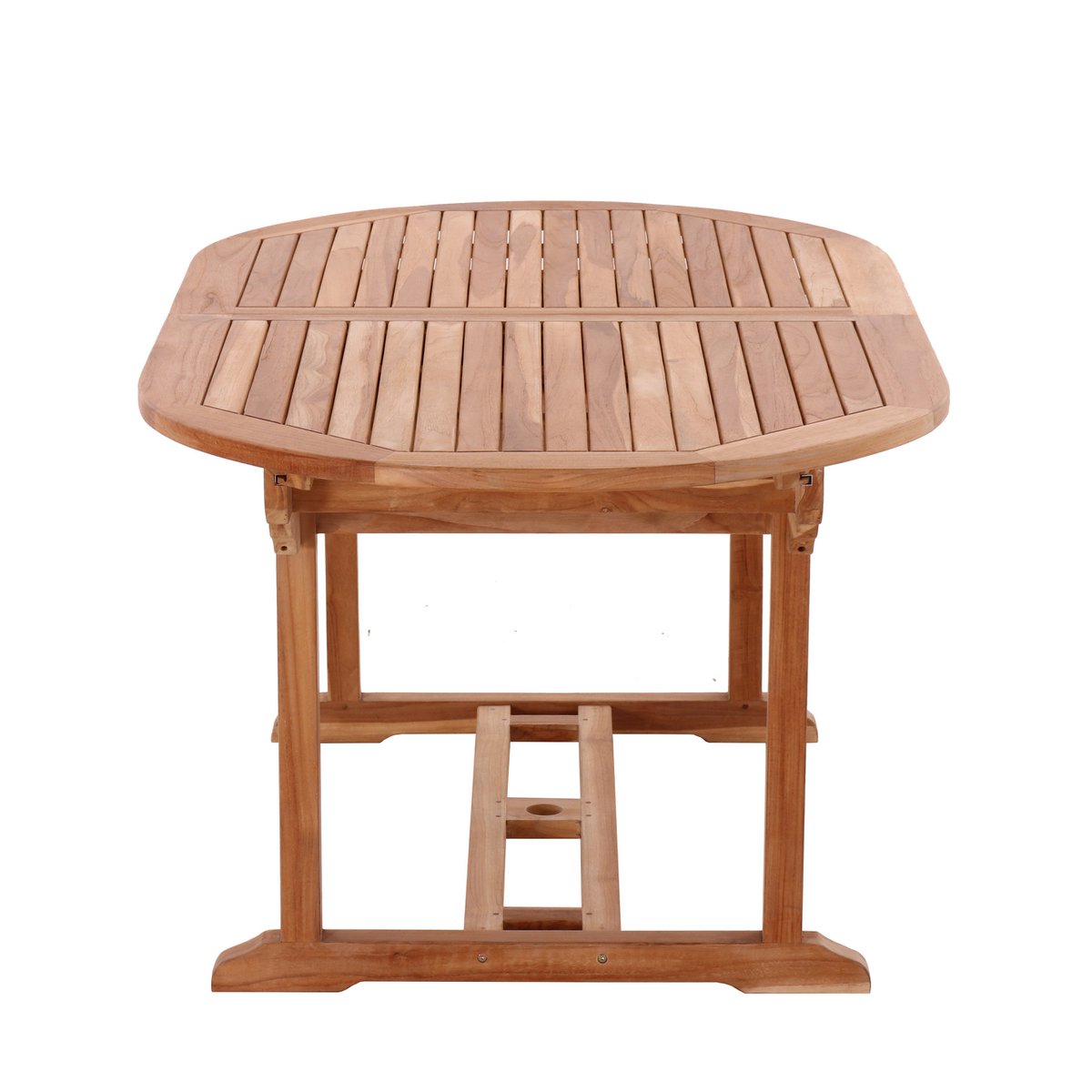 Table de jardin en teck avec parasol intégré