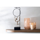 Vase Yari Stripes J-Line en verre transparent avec teinte peach, diamètre 15 cm.