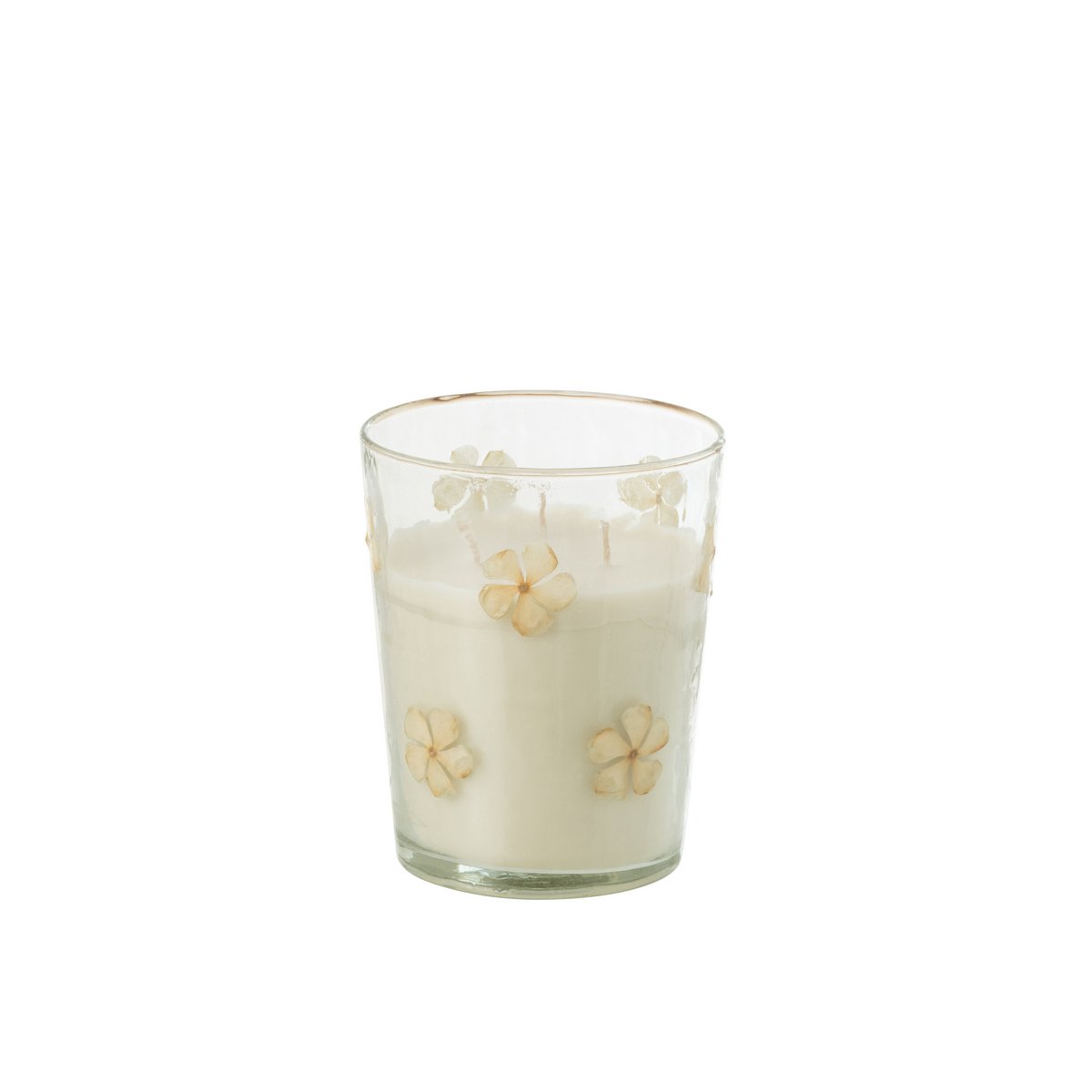 Bougie parfumée J-Line en verre transparent, vue de face