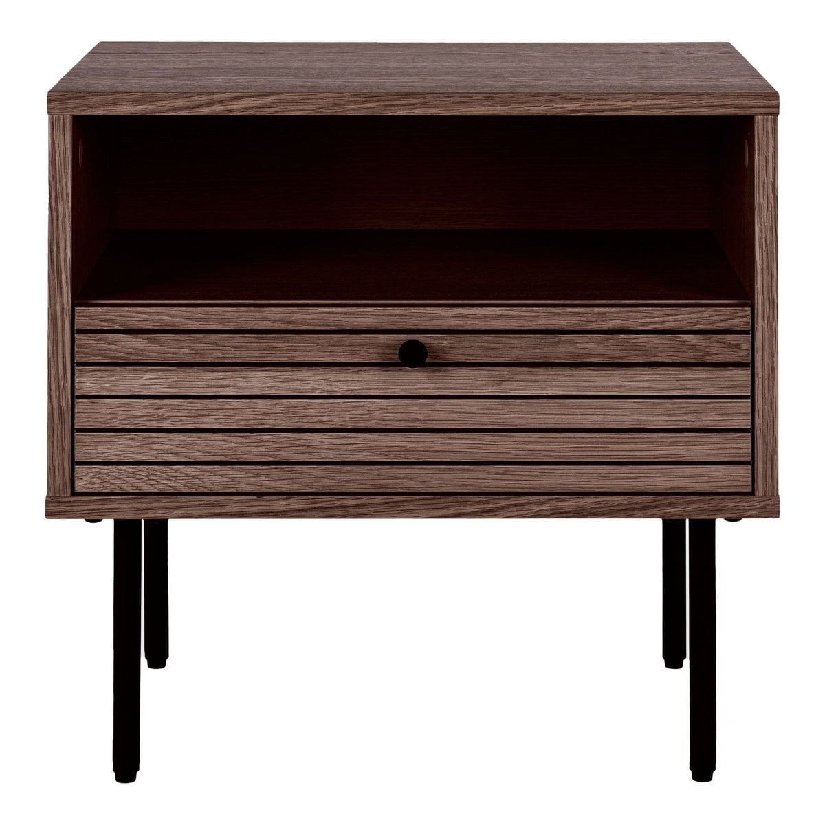Table d'appoint Kyoto en bois avec pieds en métal noir, style japandi