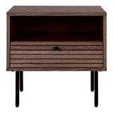 Table d'appoint Kyoto en bois avec pieds en métal noir, style japandi