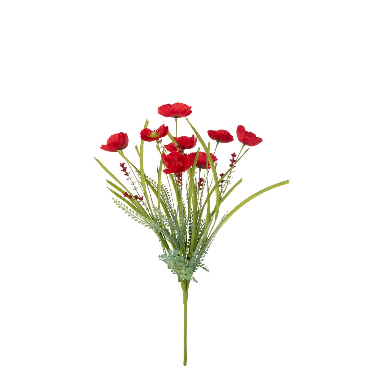 Branche J-Line Poppy rouge sur une table, créant une ambiance chaleureuse.