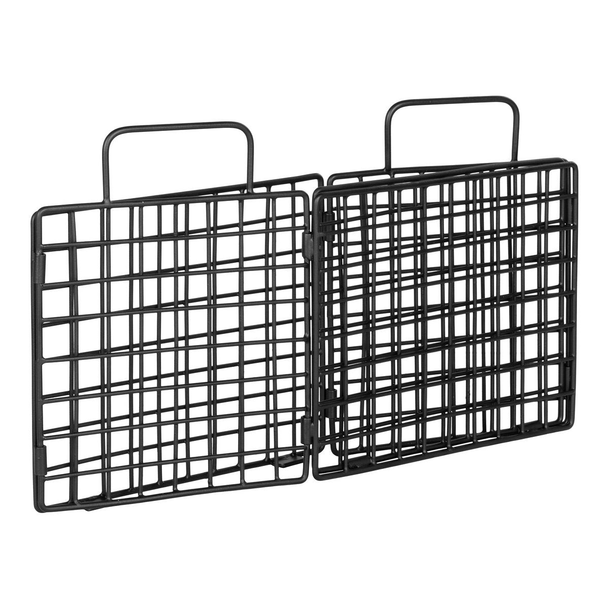 Détail du panier Mora en fer noir avec finition industrielle