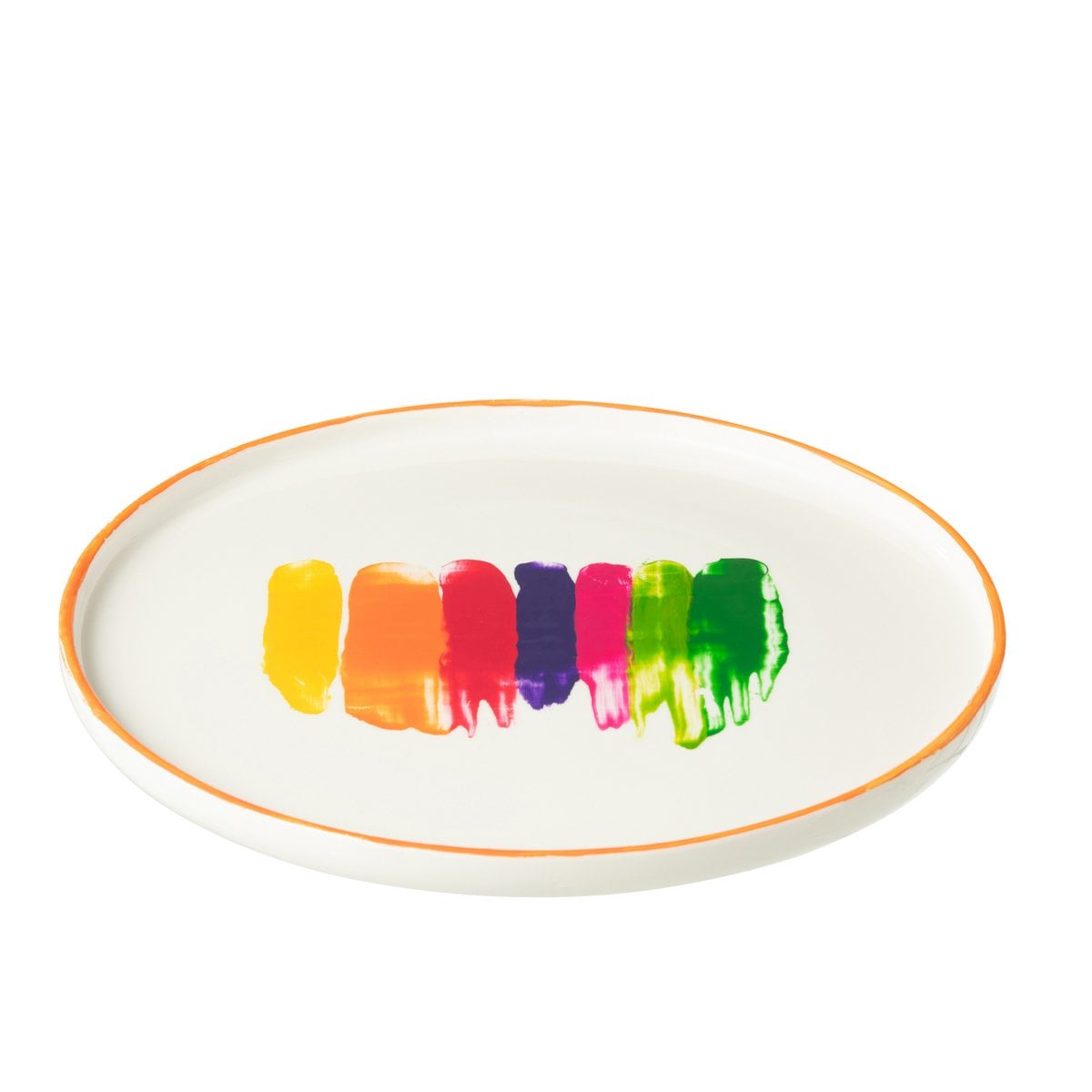 Vue aérienne de l'assiette J-Line Stripe avec des couverts en argent