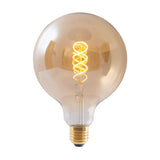 2 Set LED lampe E27 Version, 5 watt Ø 12,5 cm, métal et verre, ambre
