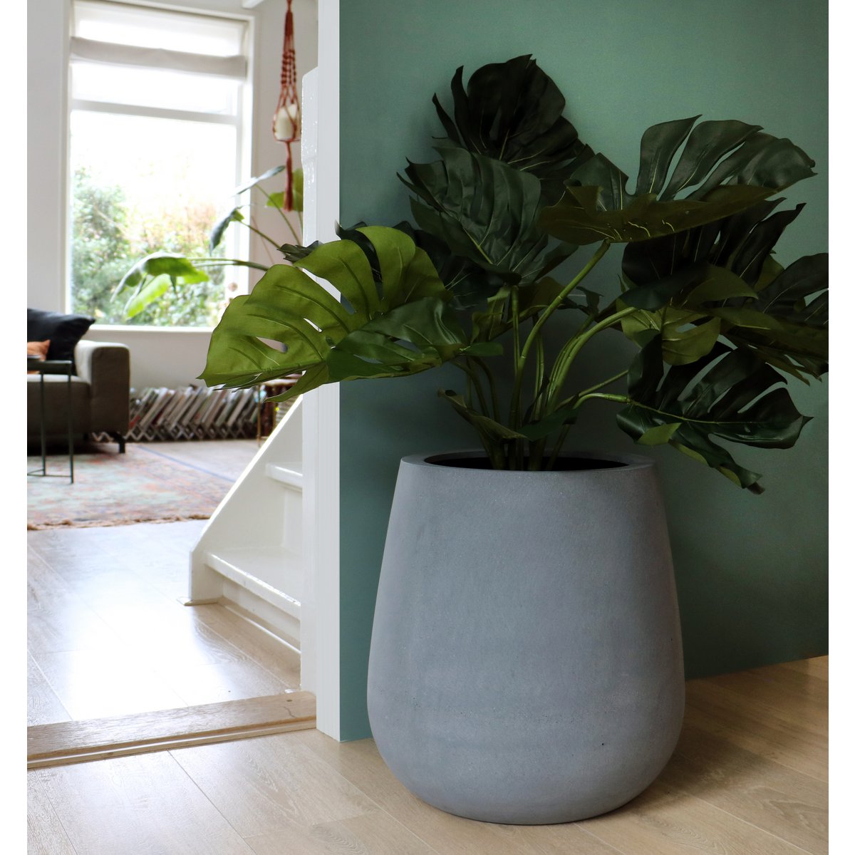 Cache-pot gris en fiberstone du Vermont