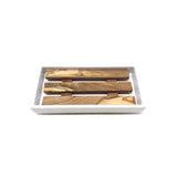 Porte-savon rectangulaire grand mélamine avec incrustation en bois d'olivier