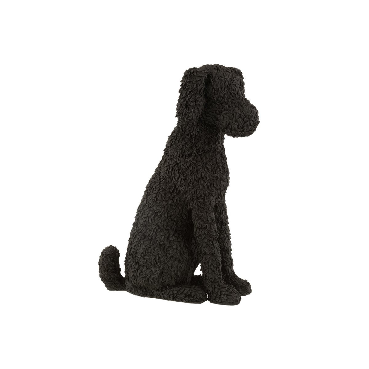 Décoration Dog Assis en polyresine noire, vue de face, élégante et moderne