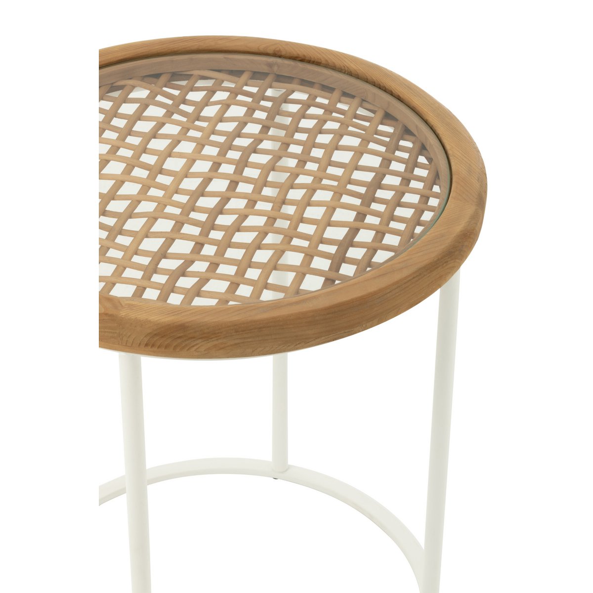 Table d'appoint J-Line dans un salon scandinave, décorée avec des objets modernes.