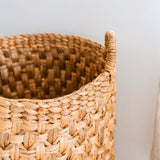 Panier à linge rond tressé – Panier à plantes Boho – Panier à linge marron – Grand panier en jacinthe d'eau RAJA (3 tailles Ø 35/40/50 cm)