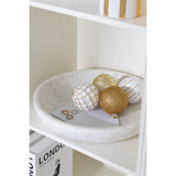 Bol en marbre blanc J-Line, vue de face sur une table moderne