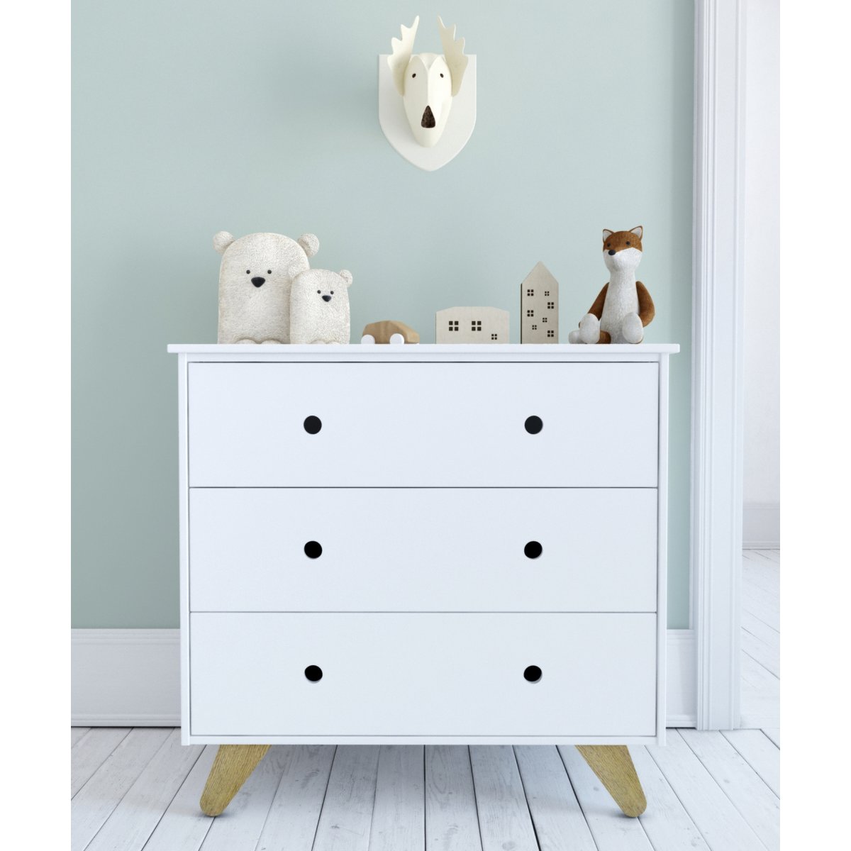 Détail du trou pour les doigts sur la commode Moebilia