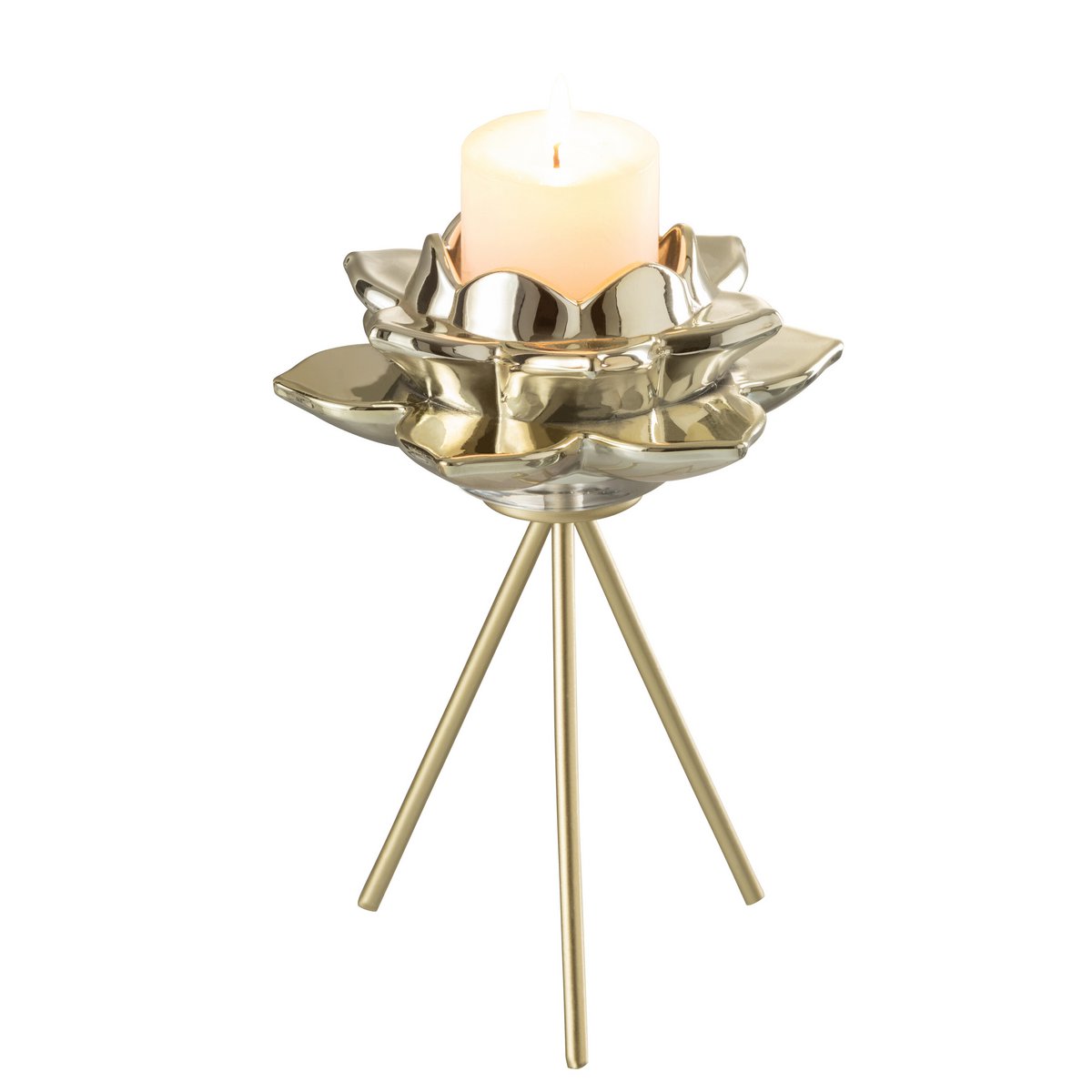 Bougeoir J-Line Liline sur une table, ambiance chaleureuse.