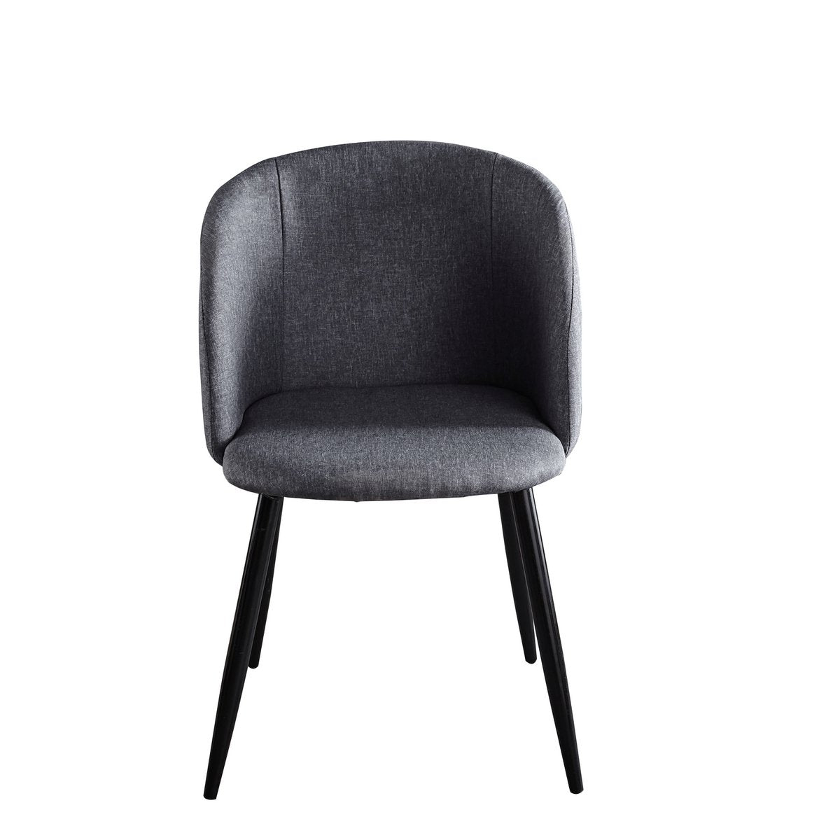 Fauteuil moderne en métal et textile, vue de face avec accoudoirs arrondis.