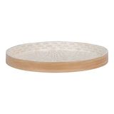 Plateau en bambou et capiz beige, vue de dessus avec détails de texture