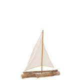 Décoration J-Line Voilier - bois flotté - naturel - moyen