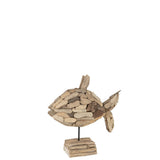 Poisson en bois naturel J-Line sur pied, décoration élégante pour intérieur