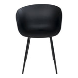 Pieds en acier noir de la chaise Roda, vue rapprochée